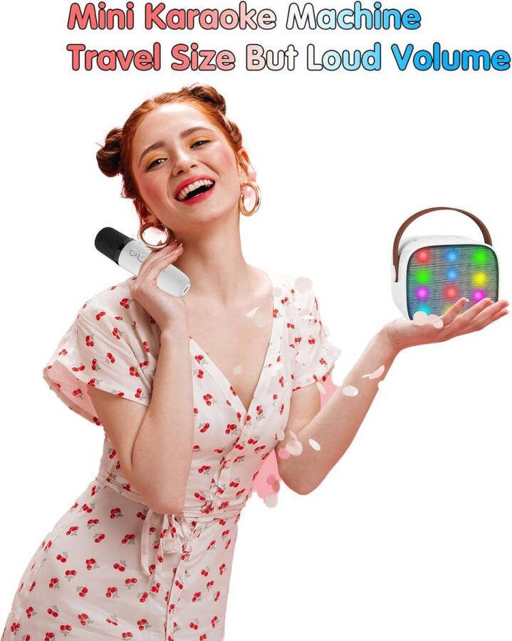 BONAOK Karaoke microfoon speelgoed 2 microfoons bluetooth-karaoke-machines voor kinderen en volwassenen draagbare karaoke-speler microfoon om op te laden wit
