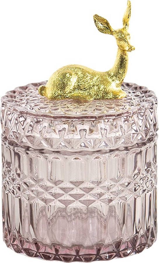 Bonbonniere Ø 9*14 cm Roze Glas Rond Rendier Serveerschaal Decoratie Schaal Presenteerschaal