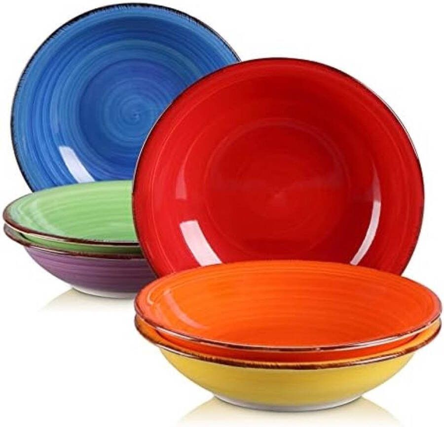 Bonita 6-delige set aardewerk borden Ø 21 3 cm diepe borden combiservies 550 ml