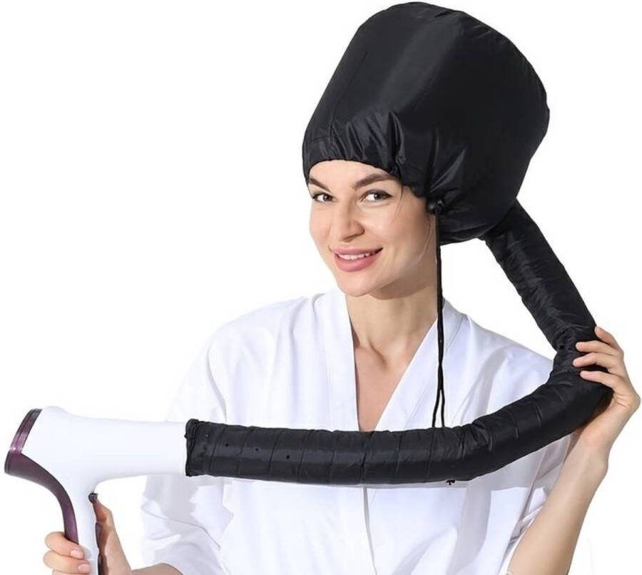 Bonnet Curly Girl en Verstelbare Droogkap Curly girl One Size Haardroogkap Stoomkap Haardroger Haarstyling Haar steamer- Fohn Voor thuis Zwart Must have voor perfecte haren!