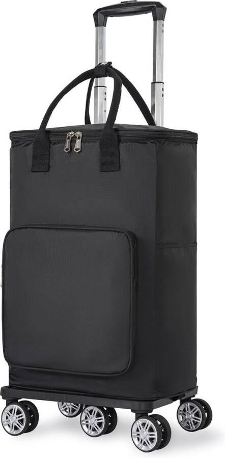 Boodschappentrolley 36 liter geïsoleerde koeltas afneembaar 3-in-1 winkelwagentas met 5 wielen en verstelbare handgreep inklapbare koeltrolley voor camping picknick winkelen