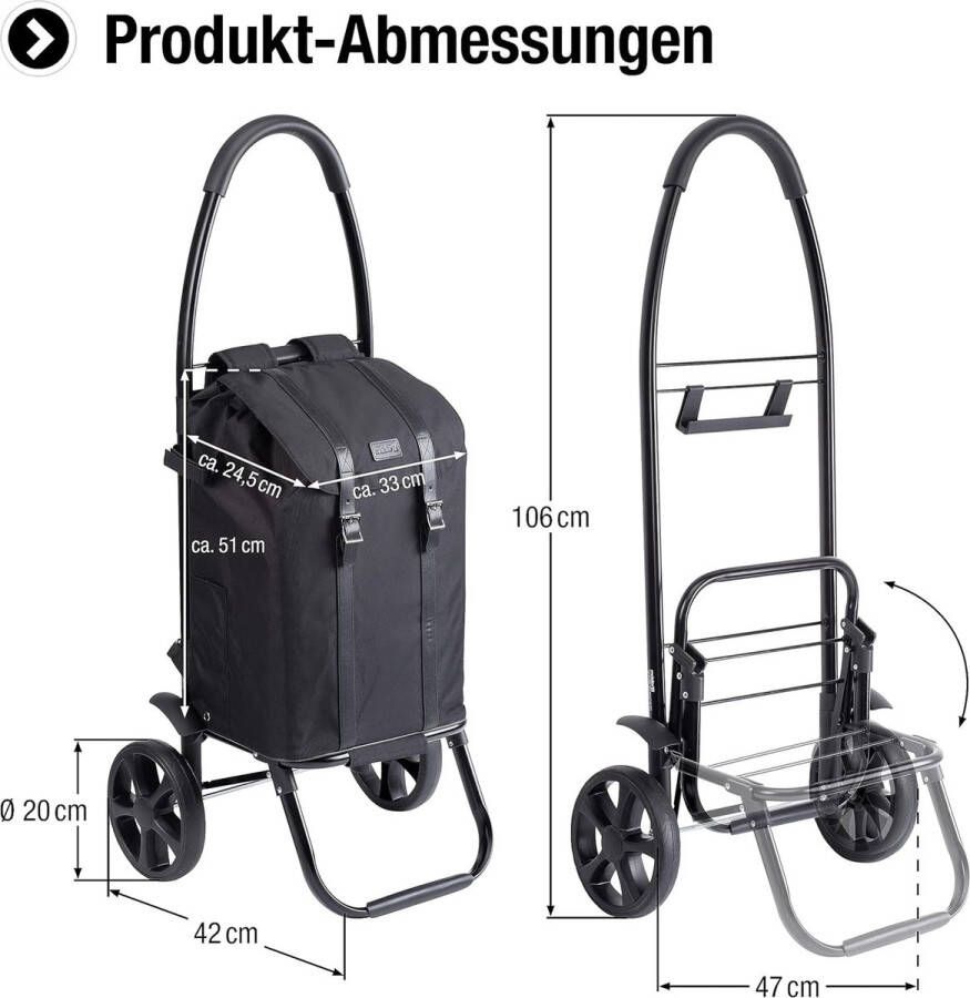 Boodschappentrolley en -rugzak 45 liter aparte rugzak en frame als steekwagen opvouwbare shopper boodschappentrolley