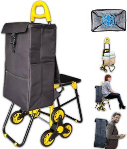 Boodschappentrolley opvouwbaar zitting 6 Wielen 35L Koeltas