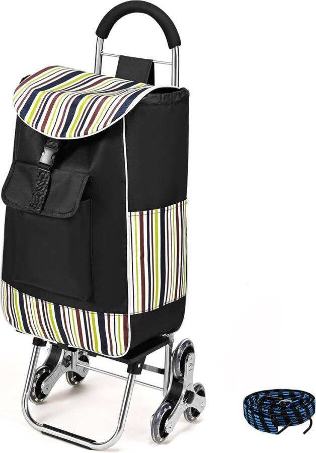 Boodschappentrolley trapwandelwagen met 3 wielen 32 liter met koelvak afneembare tas 30 kg laden inklapbaar winkelwagen shopping trolley roestvrij staal