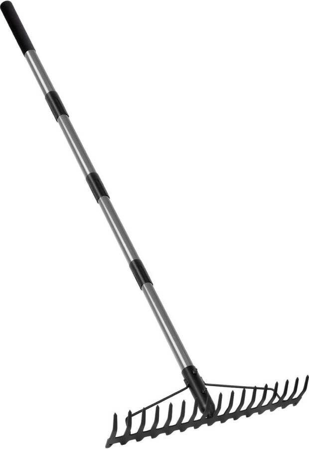 Boog Hark Heavy Duty Tuin Hark Walensee 5.4FT RVS Handvat 17 Stalen Tanden Metaal Hoofd Hark Voor Grondlosmaking Gazon Onderhoud Blad Verzamelen Landbeheer combisystem lawn rake