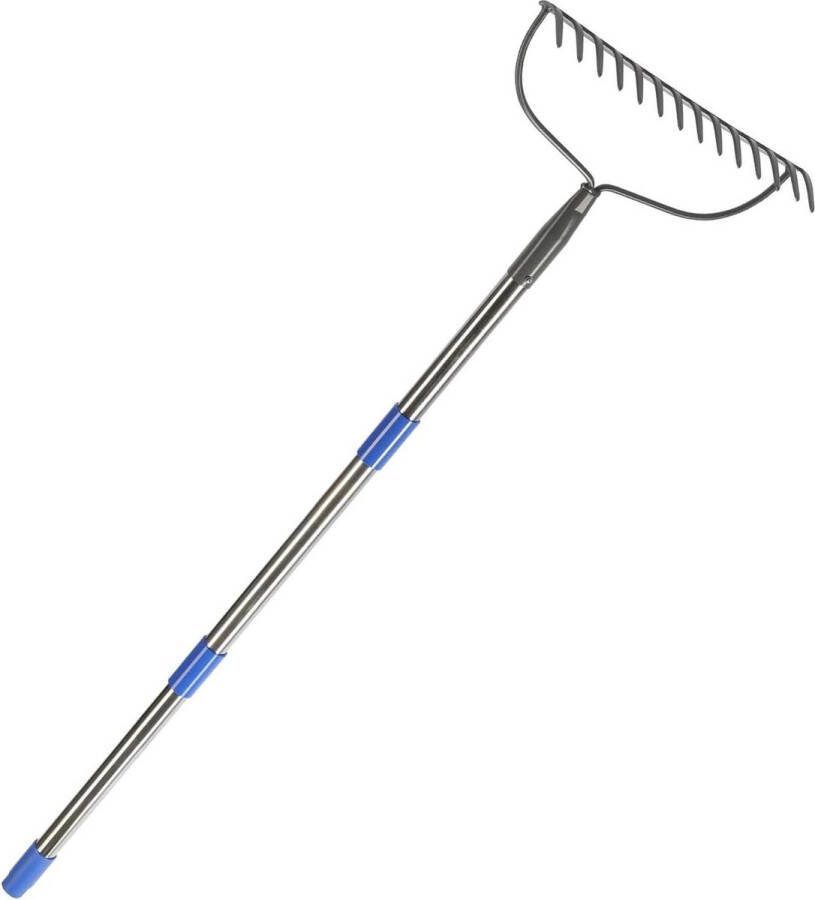 Boog hark met 14 tanden voor tuinieren 152 cm roestvrijstalen handvat Leak Rake