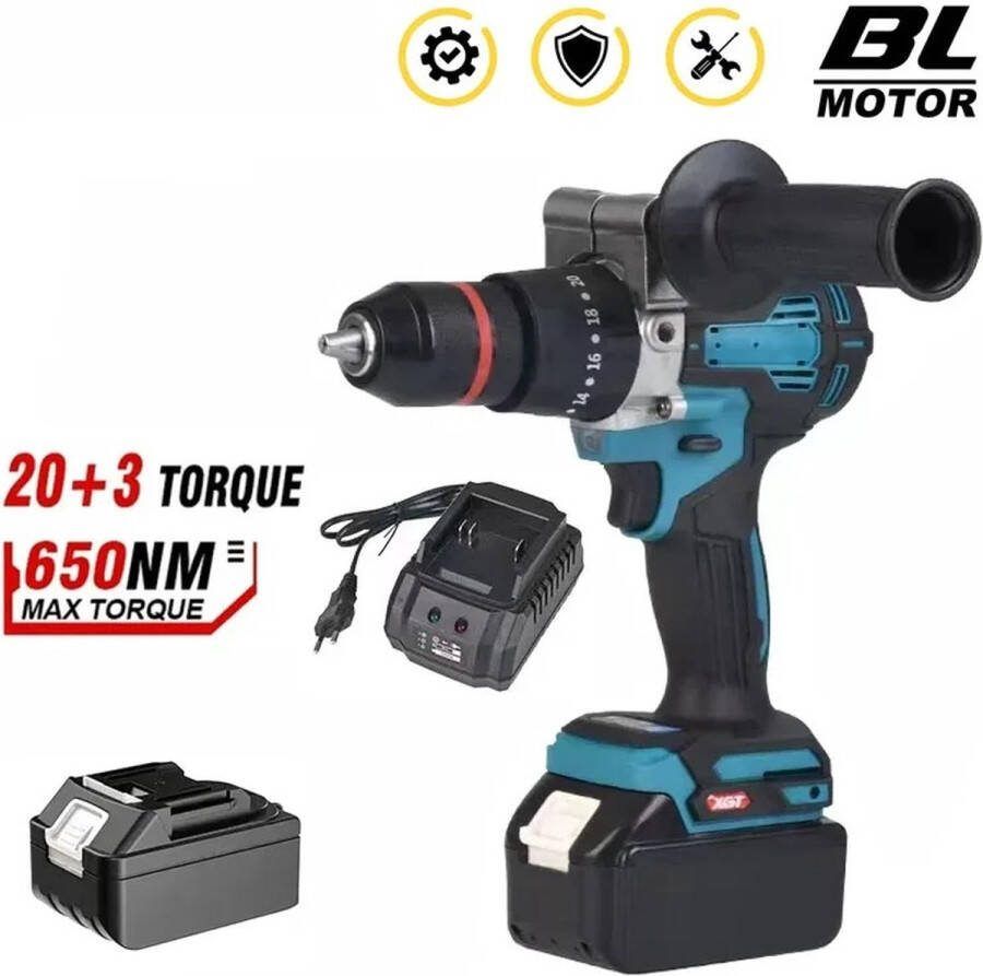 Boormachine Accu Boormachine Borstelloze Elektrische Boormachine 1x Accu 650NM 1500W 13mm