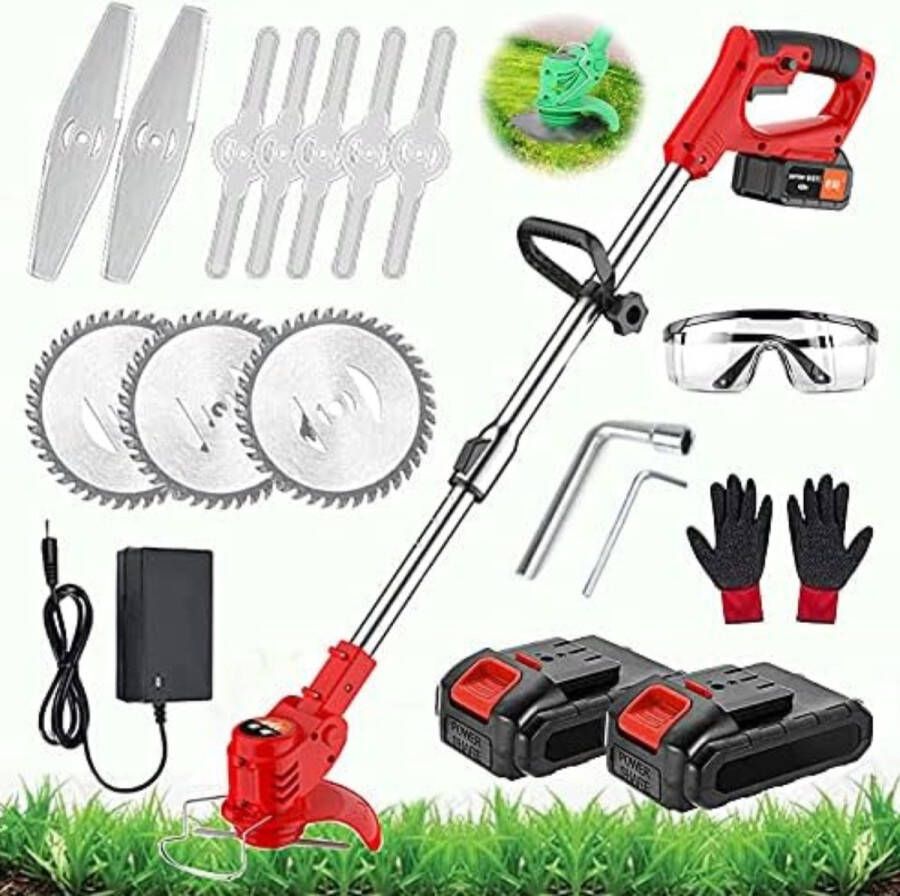 Boosmaaier accu Boosmaaier electrisch Bosmaaier elektrisch Batterij en oplader 650W 21V elektrische bosmaaier 30cm Rood