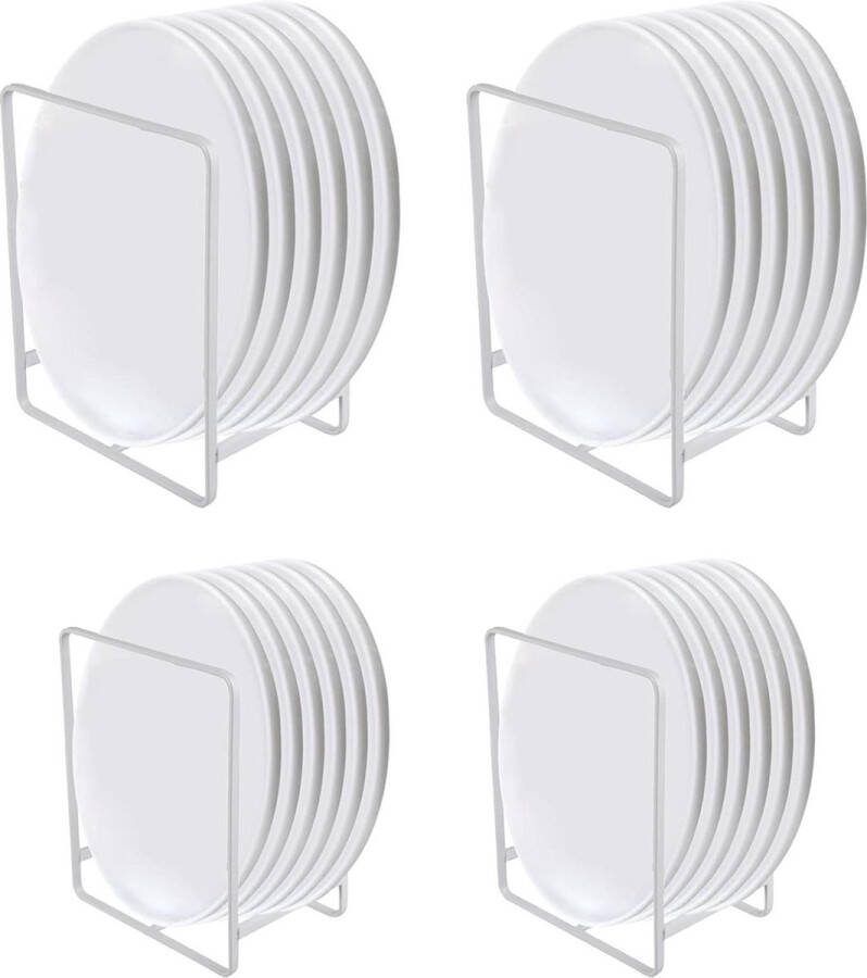Bordenorganizer voor keuken 4 stuks bordenhouder lade bordenrek metalen plaathouder bordenrek