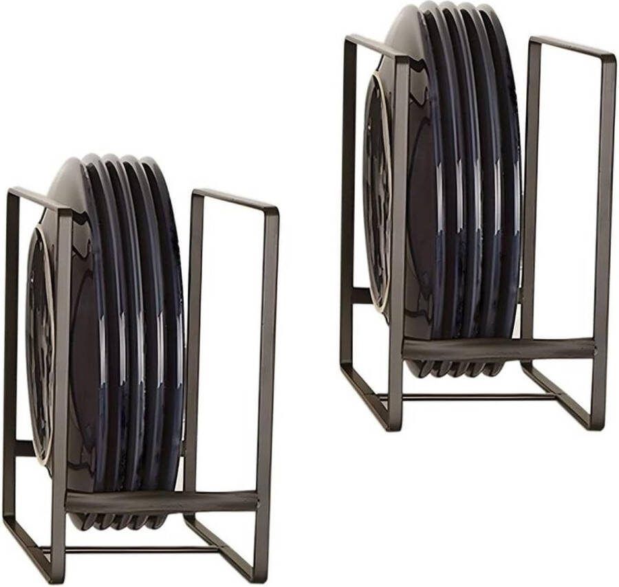 Bordenstandaard 165 x 115 x 195 cm Metalen Bordenhouder Afdruiprek Servies Handgrepen Bord-organizer Zwart bordenrek