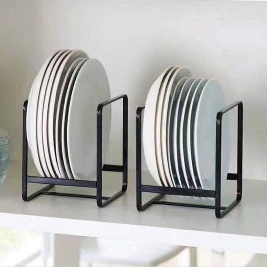 Bordenstandaard metalen bordenhouder bordenorganizer met handgrepen zwart L bordenrek
