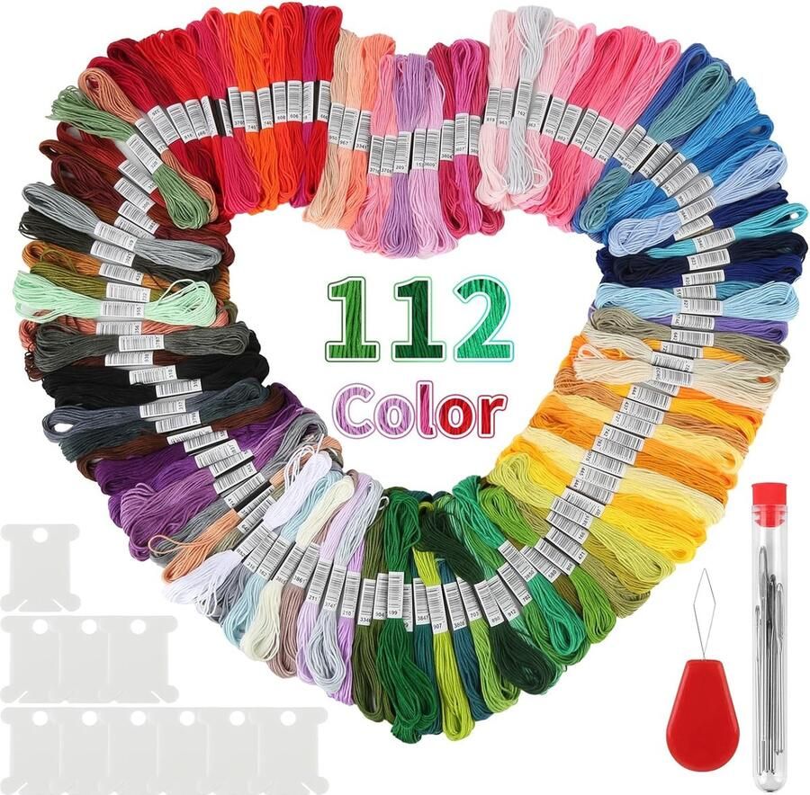 Borduurgaren 112 kleuren zacht duurzaam borduurgaren set van 8 meter 6 draden kleurecht niet gemakkelijk te breken borduurgaren katoen borduurdraad voor breien borduurprojecten naaigaren