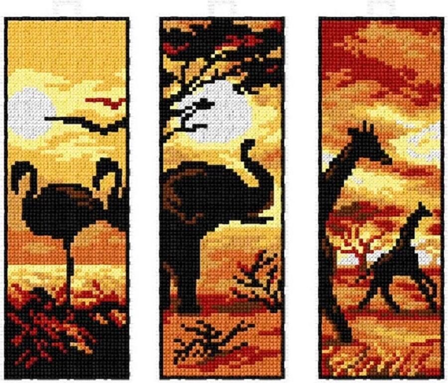 Borduurpakket Boekenleggers Savanne Dieren