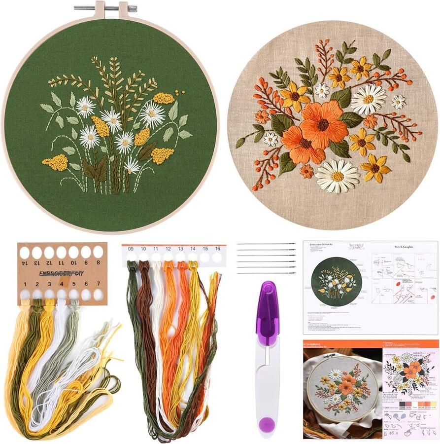 Borduurpakket Gekleurd Garen DIY Starterspakket Naaldenset Beginners