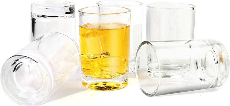 Borrelglaasjes set van 6 30 ml 45 ml 60 ml 90 ml vaatwasmachinebestendig kleine glazen voor Tequila Wodka (90 ml transparant)