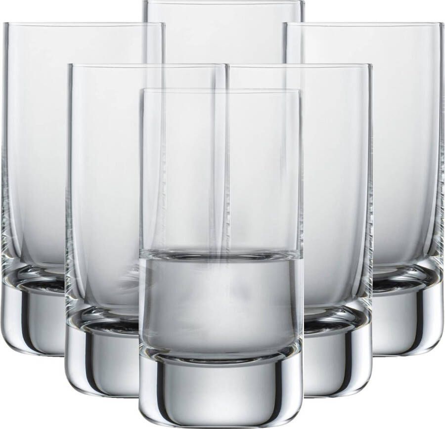 Borrelglas Convention (set van 6) rechtlijnige shotbeker voor jenever vaatwasmachinebestendige Tritan-kristalglazen