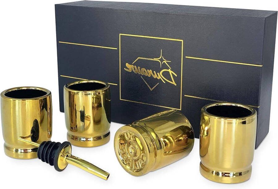Borrelglas Set van 4 Keramische Shotglazen 50 Cal Kogelbehuizingen Luxe Cadeauset voor Mannen
