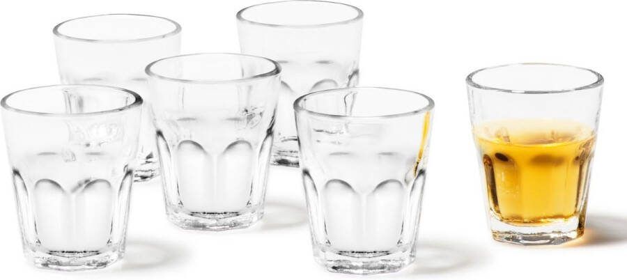 Borrelglazen 6-delige set vaatwasmachinebestendige shot-glazen borrelbekers van glas stamper glazenset 50 ml
