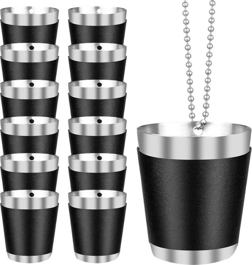 Borrelglazen met ketting van roestvrij staal Set van 12 Herbruikbare borrelglazen voor feestjes Vrijgezellenfeest vrouwen team bruiden