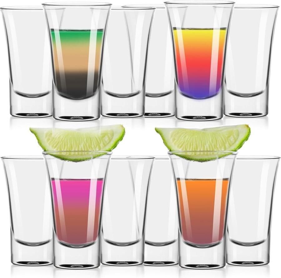Borrelglazen set van 12 shotglaasjes 25 ml 50 ml zware basis wodka whisky tequila borrelglas