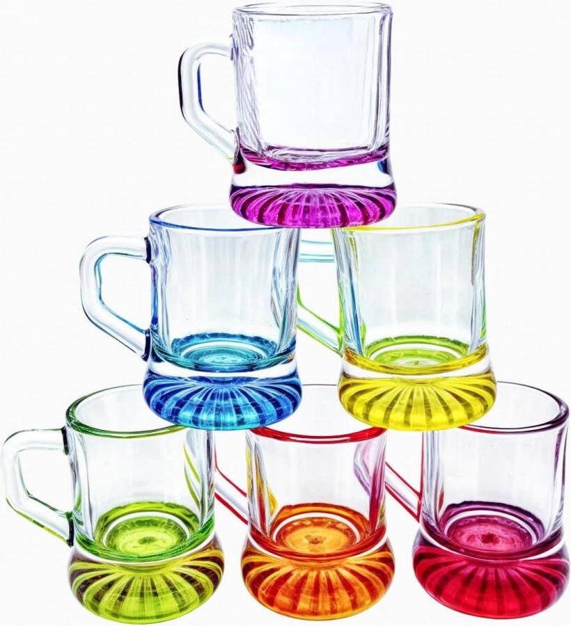 Borrelglazen shotglazen met handvat 2-3 cl Kleurrijk Set van 12 Feestelijke glazen
