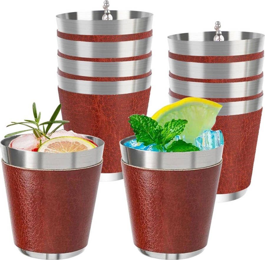 Borrelglazenset 10 stuks om te hangen metalen drinkbeker borrelglas feestjes en festivals Team Bride beta