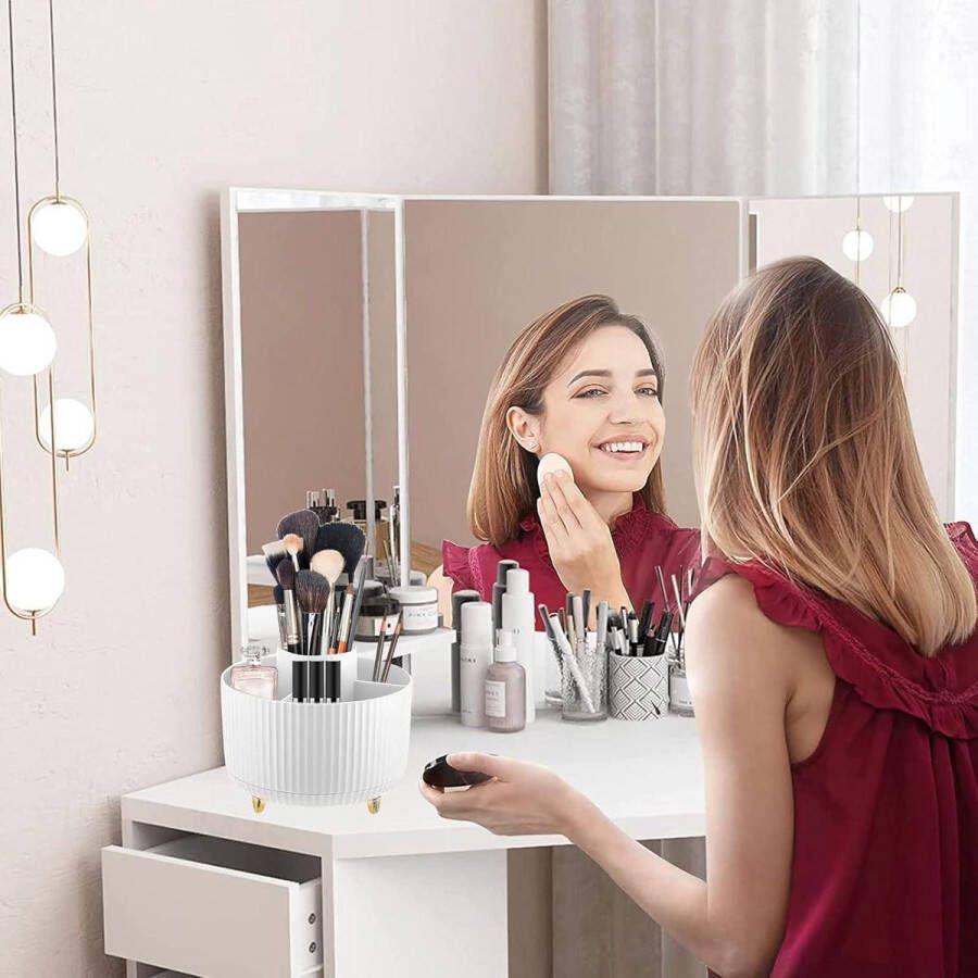Borstelhouder voor make-up 55 x 53 inch organizer voor make-up borstels 360 graden draaibare opslag draaibare make-up organizer voor kaptafel en badkamer
