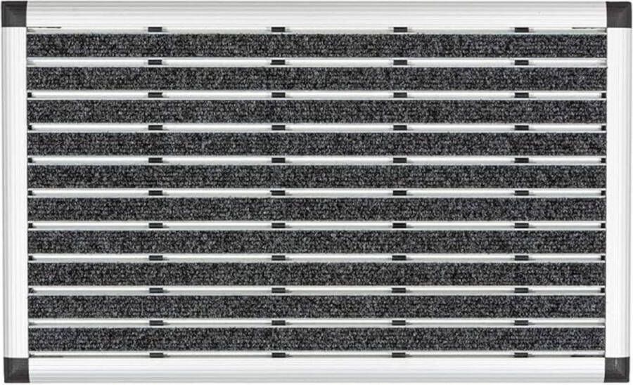 Borstelmat Voor Buiten – Voetenveger 100% Aluminium Frame Deurmat Binnen Met Aanloopranden – Deurmat Buiten Schoonloopmat 40x60 CM Grijs