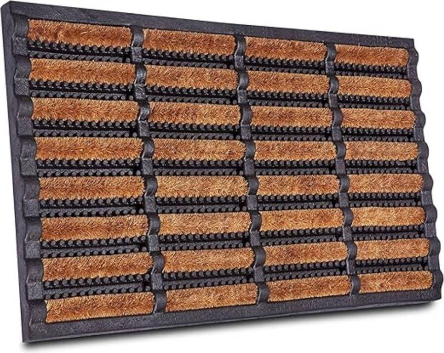Borstelmat Voor Buiten – Voetenveger Van Kokusrubber – Deurmat Binnen Antislip – Deurmat Buiten – Vuilschraper 40 x 60 cm
