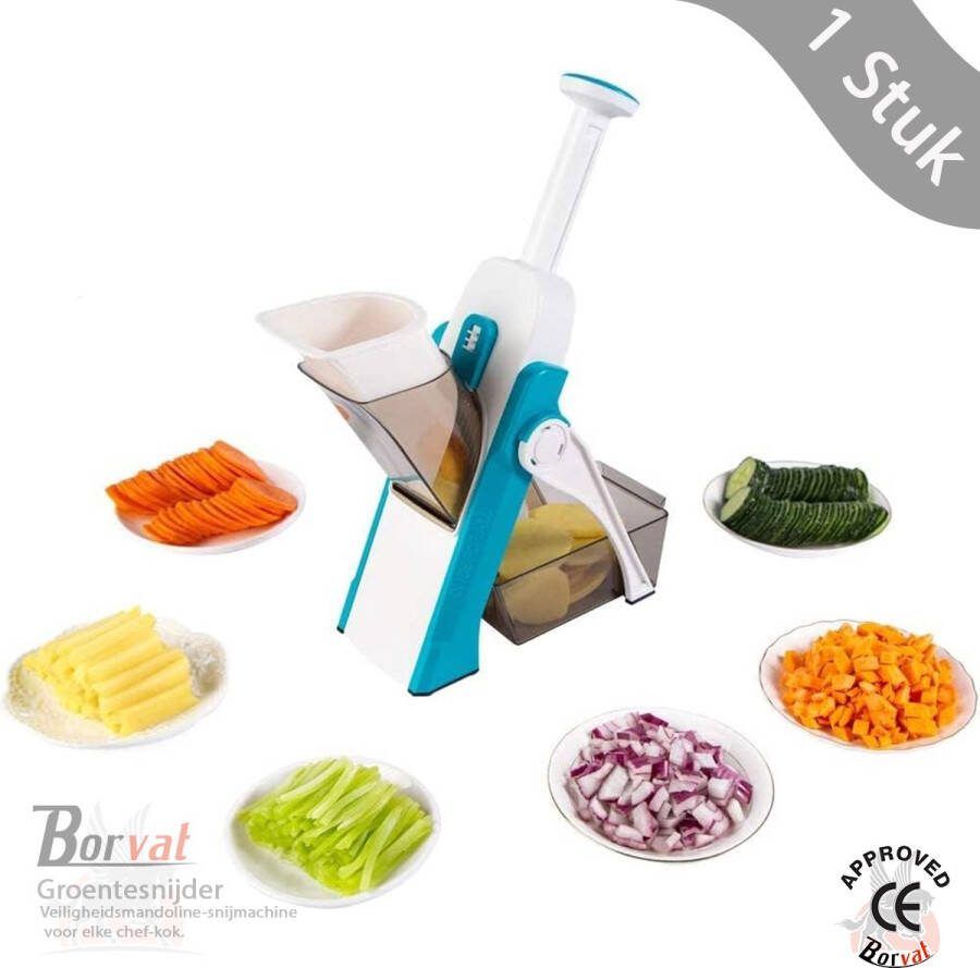 Borvat |Handmatige Groentesnijder Multifunctionele Groente Voedsel Snijmachine Chopper Keuken Snijgereedschap Kookgerei Groentensnijder Veiligheid Mandoline Snijmachine Verstelbare Groente Chopper Keuken Snijgereedschap Voor Restaurant Blauw