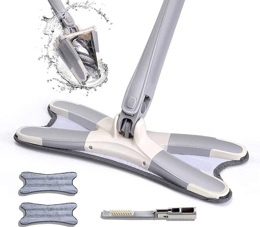 Borvat X-Type Vloerwisser Vloertrekker Dwijl Microverzel 37cm Wisbreedte 360° Draaibaar 2 Gratis Vloerpads – Vloerwisserhouder