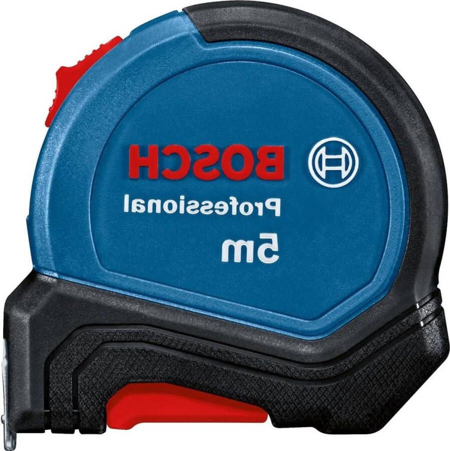 Bosch Professional rolmaat 5 m met eenhandbediening riemklem magneethaak 2 stoptoetsen nylon-staalband 27 mm Amazon Exclusive Rolmaat