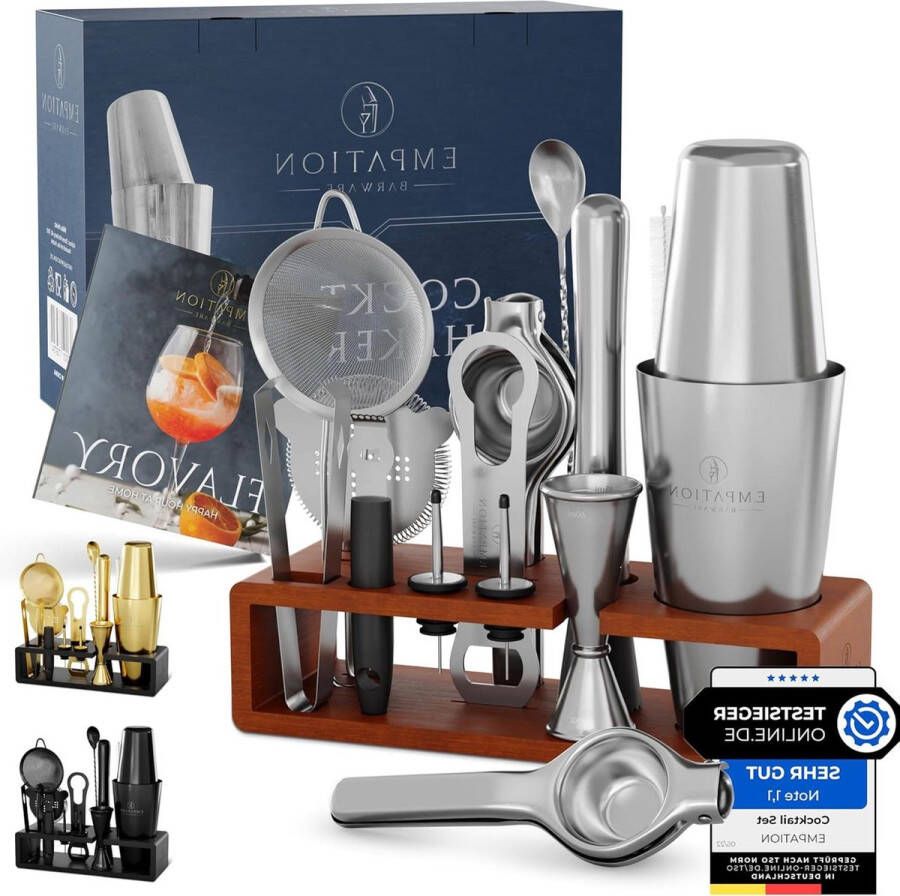 Boston Cocktail Set 825 ml Roestvrij Staal Professionele Shaker Set met Stand en Receptenboek