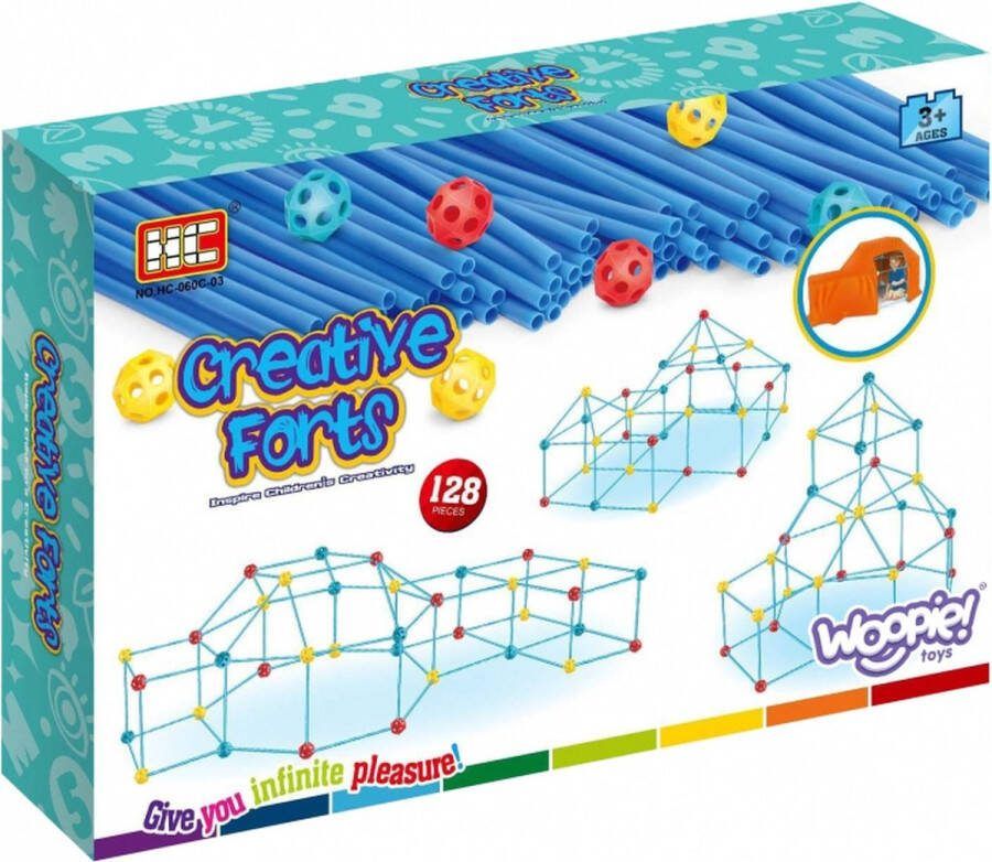 BOTC Gigafort Speelgoed Bouwpakket Educatief Constructiespeelgoed Bouwset Bouwsets Constructie speelgoed 36 ballen + 51 sluitstukken + kleed Bouw Je Eigen Den Kit Tent DIY