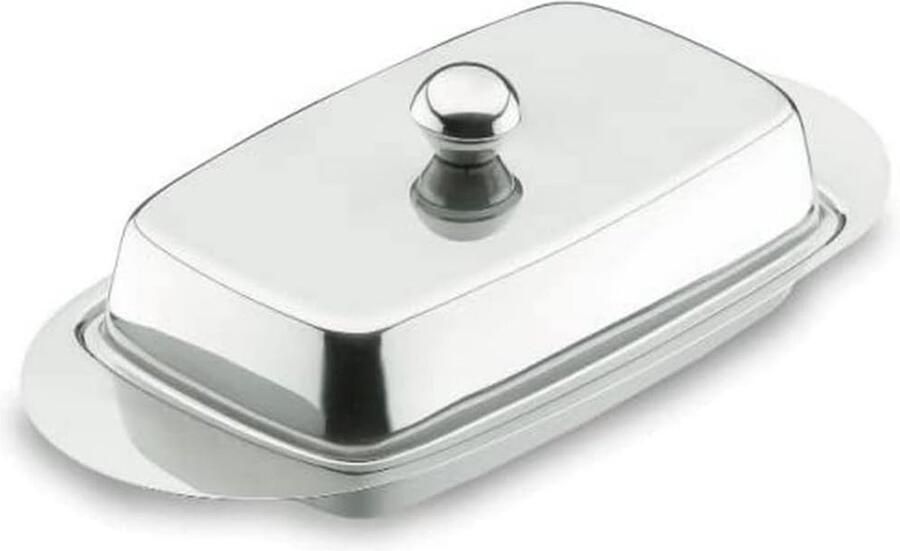 Boterdoos met deksel roestvrij staal inox 11 5 x 22 5 x 6 5 cm