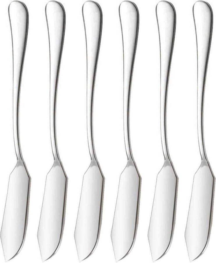 House of Husk Botermesjes Set Zilver RVS Botermes Smeermessen Tapas Mesjes 6 Stuks