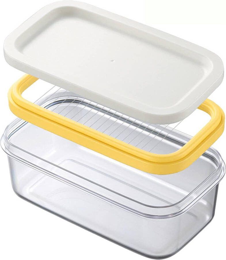 Botervloot boterverdeler plastic boterschotel botersnijder met deksel en snijder botersnijder bewaardoos voor eenvoudig snijden huishouden en keuken 16 5 x 9 cm (wit)