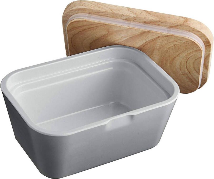Botervloot met deksel Melamine boterschaal houder op houten plank Hoekig model