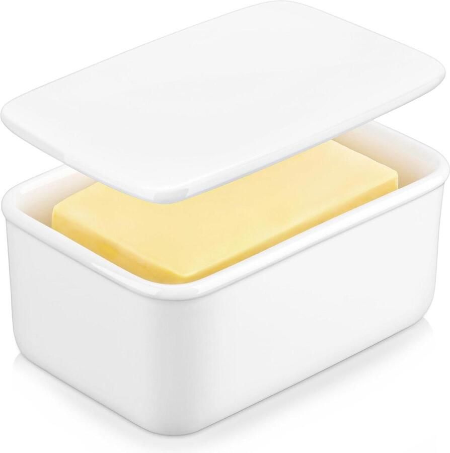 Botervloot met porseleinen deksel 650 ml vaatwasmachinebestendig praktisch en duurzaam wit butter dish with lid