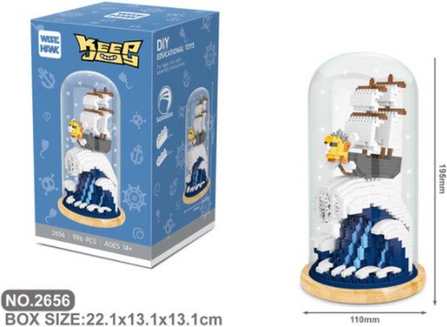 Bouwen kleine blokjes Schip in stolp hobby pakket 996 steentjes
