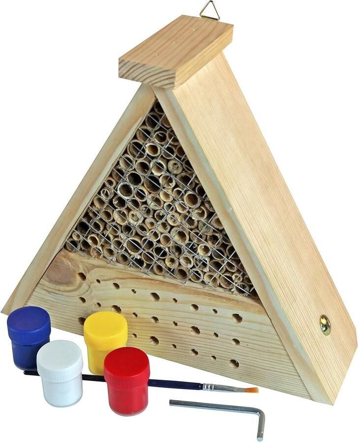 Bouwpakket insectenhotel bijenhotel inclusief kleurset om te beschilderen Bee 06944