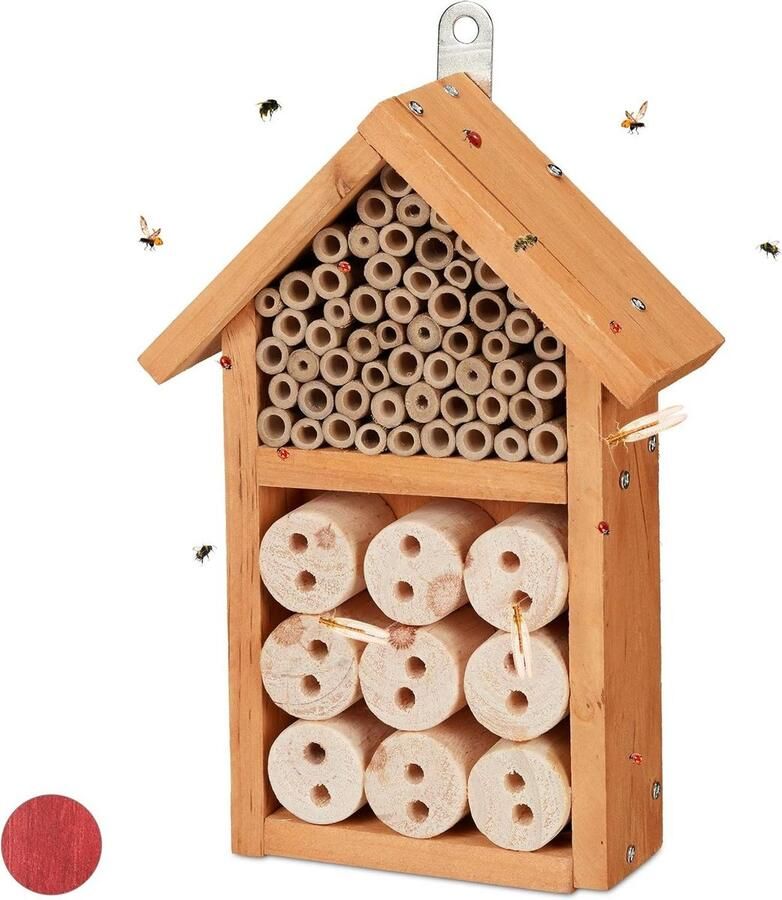 Bouwpakket insectenhotel voor kevers bijen vliegen Zelf opbouwen 26x16x6 cm Geel
