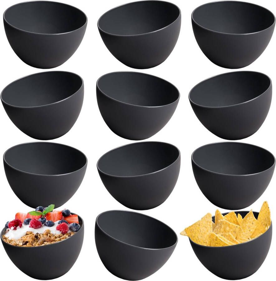 Bowl Mueslikommen set van 12 onbreekbaar 750 ml dessertkommen soepkommen kommen en kommen set van kunststof (antraciet zwart 12 x 750 ml)
