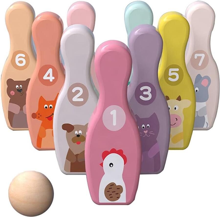 Bowlingset kinderen Bowling Bowlingset Speelgoed 9 pins Dieren Educatief speelgoed Perfect voor op vakantie!