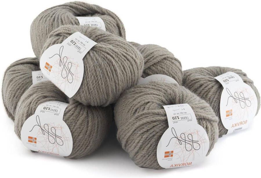 Box Scheerwolmix Kluwen 8 x 50 g Breiwol Haken Kleur 003 Beigegrijs