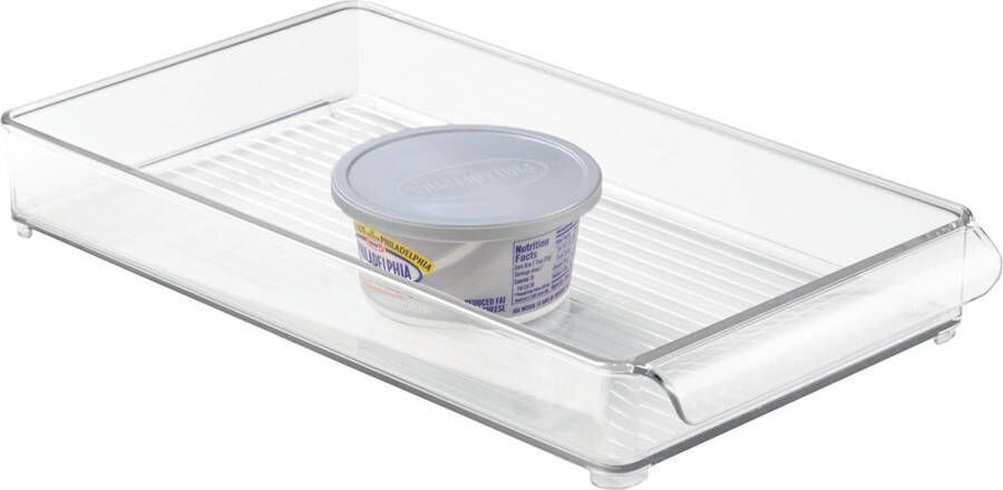 BPA-vrije kunststof voorraadkast en keukenopslag vriezer en koelkast organizer bak met eenvoudige handgrepen 14 5 x 8 x 2 1 helder