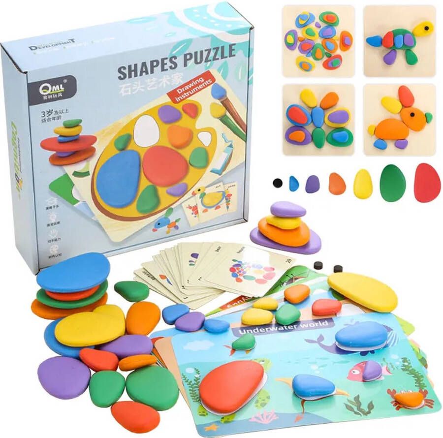 BPgoods 3D Puzzel Kinderen Montessori Speelgoed Regenboog Steentjes Logisch Denken Spel