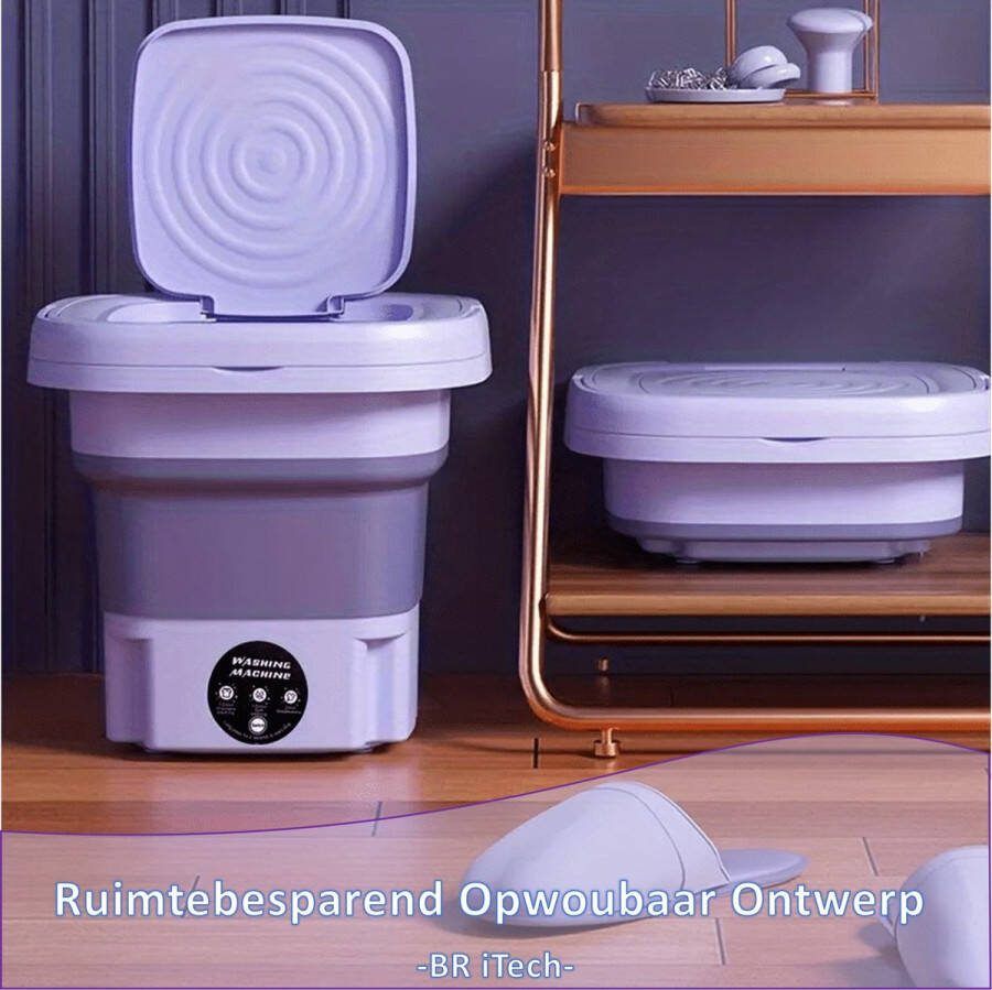 BR iTech Business Mini Wasmachine Studenten en Camping Kleine wasmachine Opvouwbaar Energiezuinig 8 Liter Met Drogen Centrifuge