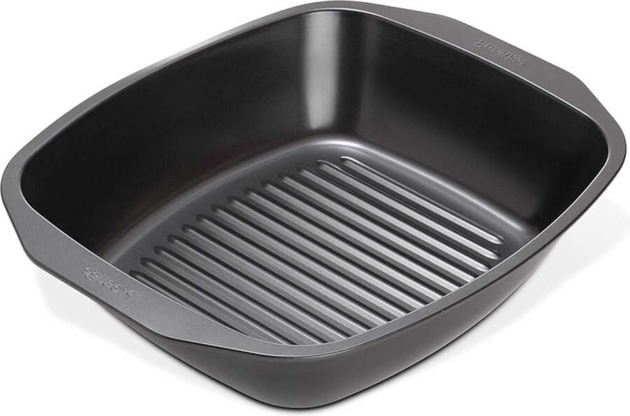 Braadblik met antiaanbaklaag en roosterrek XL bakplaat 42 x 35 x 9 cm van zwaar koolstofstaal vaatwasmachinebestendige ovenschaal