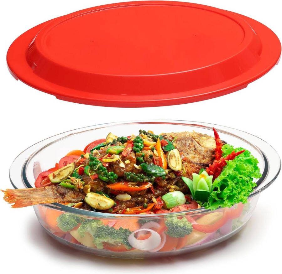 Braadpan met deksel van glas 34 l ovale ovenschaal 29 x 225 x 85 cm borosilicaatglas bakplaat